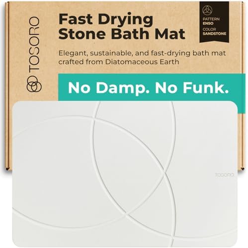 TOSORO - Stone Bath Mat Diatomaceous Earth Shower Mat Non-Slip Super Absorbent Diatomite Stone Bath Mats for Bathroom Floor Quick Drying Natural Easy to Clean (23.5 x 15) - Sandstone by Tosoro