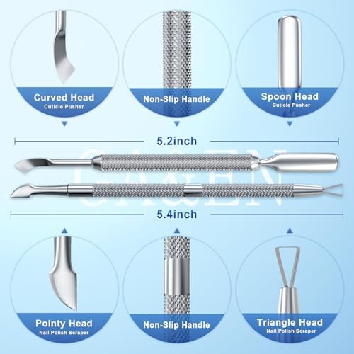 2PCS Metal Silver Cuticle Pusher Tool and Scraper Nail Pusher - Image 3