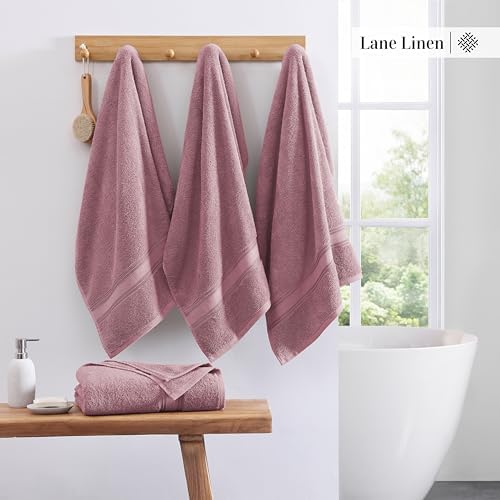 LANE LINEN 100% Cotton Large Bath Towels Set of 4 (30"x60") - Zero Twist, Mercerized Cotton Bathroom Towel 4 Pack - Quick Dry, Soft & Absorbent Large Towels Set - Oeko Tex Certified - Wishful Mauve - Image 3