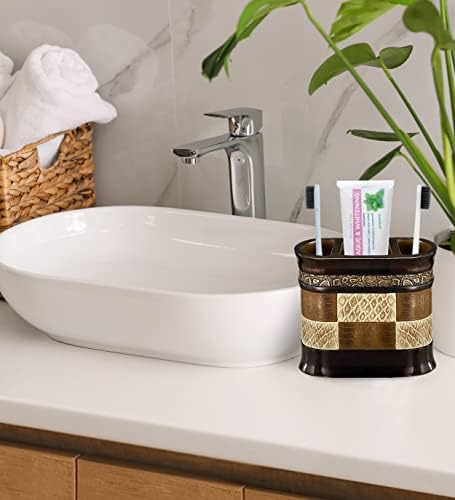 Zahari Home 4pc Zambia Stylish Bathroom Accessories Set Soap Pump, Tumbler, Tooth Brush Holder and Soap Dish Modern Classic Luxury Contemporary Decor Unique Design Animal Western Bath Set - Image 4