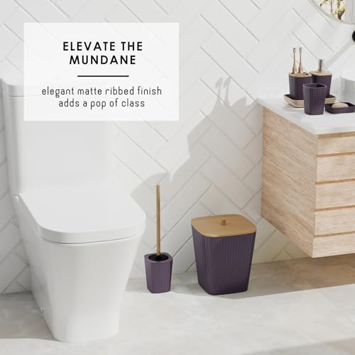 Clara Clark Bathroom Set - Purple Bathroom Accessories Set, 6PC Bathroom Accessory Set, Bathroom Sets with Toilet Brush, Trash Can & Soap Dispenser - Image 6