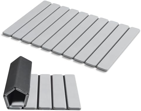 AWW Foldable Stone Bath Mat, Diatomaceous, 23.6"x15.5", Light Grey by AWW