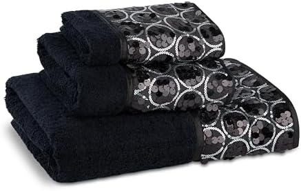 Zahari Home Sinatra Modern Bathroom Towel Set 3 Piece Towel Bath Towel, Hand Towel and Wash Towel Luxury Contemporary Decor Bling Black Bath Towel Sets Soft, Plush and Highly Absorbent - Image 2