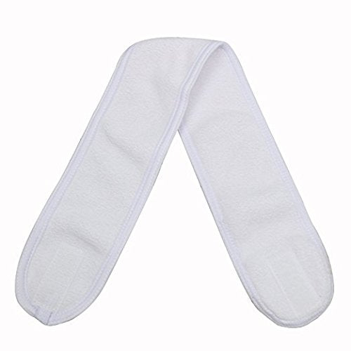 8 Pack Spa Facial Headband Whaline Head Wrap Terry Cloth Headband Stretch Towel with Magic Tape for Bath, Makeup and Sport (White)
