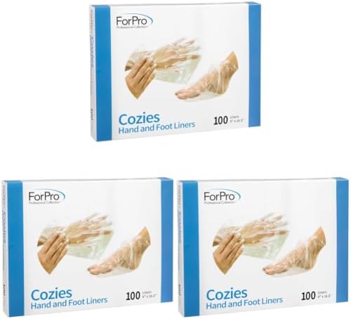ForPro Professional Collection Cozies Hand and Foot Liners, Paraffin, Heated Mitts, Hand/Foot Treatments, 9” W x 16.5” L, 100-Count (Pack of 3) by ForProProfessionalCollection