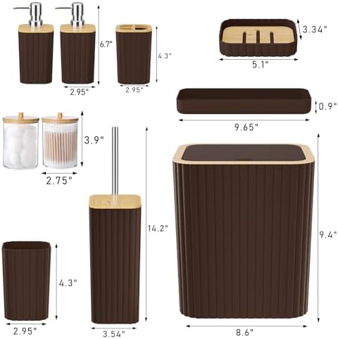 XLHOMO Bathroom Set - Elegant Brown Bathroom Set, Bathroom Accessories Set - Image 3