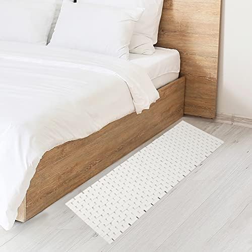 Bath Mat Bathroom Runner Long Large Rugs Floor Wood Shower Bathtub Waterproof Non Slip Accessories 16x48 Inch Easy to Clean, White, 1 pc - Image 5