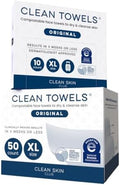 Clean Skin Club Clean Towels XL® Original 50 Ct + 10ct Travel Pack Duo, 100% USDA Biobased Disposable Face Towels, Eczema Association Accepted, Makeup Remover Dry Wipes, Ultra Soft by CLEANSKINCLUB
