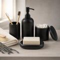 Ava Nord Modern Minimalist Ceramic Bathroom Accessories | Set of 4 | Black by AvaNord