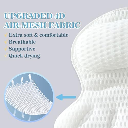Bath Pillows for Tub - Soft, Relaxing Bathtub Accessory, Quick-Dry 4D Mesh - Image 4