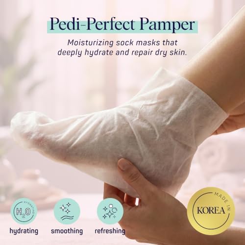 SpaLife Moisturizing Foot Sockies | Foot Mask for Dry Cracked Feet | Tea Tree Oil Softening Booties | Callus Remover Alternative | Self Care Gifts for Women | 4 Pack - Image 3
