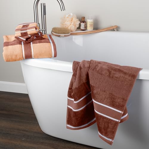 Lavish Home Bathroom Towels Set, Bathroom Accessories, Beige, Set of 6 - Image 5