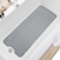 TEESHLY Bath Tub and Shower Mats, Non Slip 40 x 16 Inch Extra Large Bathtub Mat, Machine Washable Bathmat with Drain Holes, Suction Cups for Bathroom Floor, Gray by TEESHLY