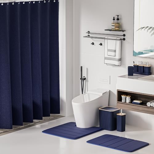 XLHOMO Bathroom Set - 25PC Blue Bathroom Set with Shower Curtain and Rugs - Image 2