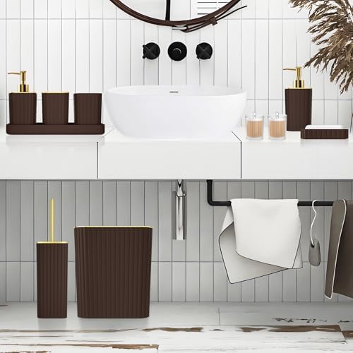 XLHOMO Bathroom Accessories Set - 10PC Gorgeous Brown Bathroom Set - Image 2