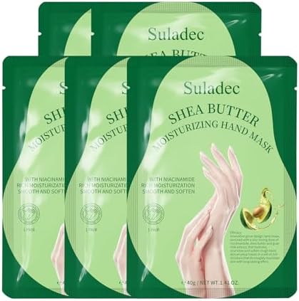 SULADEC Moisturizing Hand Mask with Shea Butter and Goat Milk, Hydrating Hand Masks for Dry Cracked Hands, Dry Skin Moisturizer for Soft and Smooth Touch Hands - Men Women - 5 Pairs by SULADEC