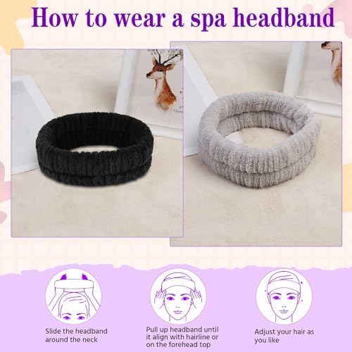 YGQQOY Spa Headband, Makeup Headband for Washing Face,Black and Grey - Image 5