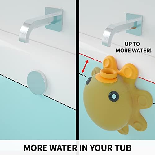Bathtub Overflow Drain Cover - Tub Soak Bath Cover, Adds Inches of Water for Deeper Bath (Silicone, Yellow) - Image 4
