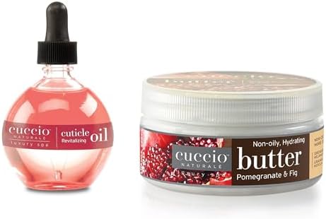 Cuccio Full Hand Treatment - Cuticle Oil 2.50 Oz and Butter Blends Moisturizing Scented Body Cream, 8 Oz (Pomegranate & Fig) by Cuccio