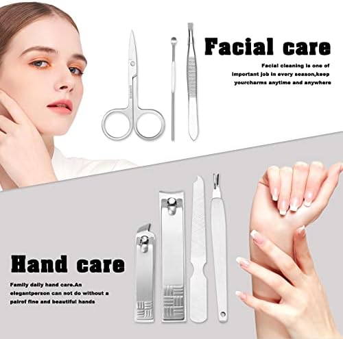 Manicure Set Nail Clippers Pedicure Kit,7 In 1 Pieces Stainless Steel Manicure Kit,Easter Basket Stuffers,Personal Care Manicure Pedicure Set,Nail Care Tools Luxurious Travel Case Sliver - Image 5