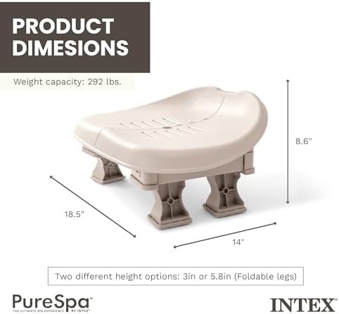 Intex 28502E PureSpa Slip Resisting Removable Countoured Inflatable Hot Tub Spa Seat Accessory with Adjustable Height for All PureSpa Models, Beige - Image 4