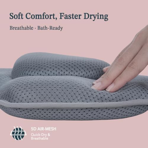 Bath Pillow for Tub 5D Air Mesh with 72 Silicone Suction Cups Grey - Image 4