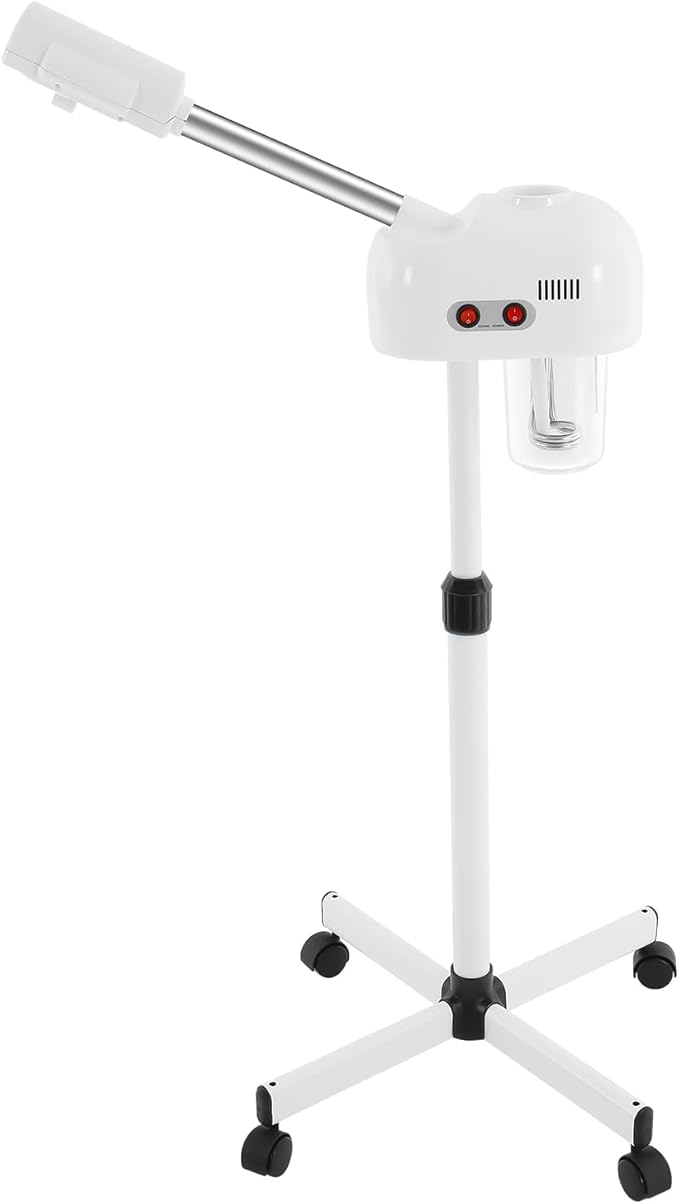Facial Steamer, 800w 110v Professional Skin Care Equipment Adjustable Height Home Facial Spa Steamer Professional Ozone Facial Steamer with Universal Wheels for Barber Stores Hospitals Beauty Salons