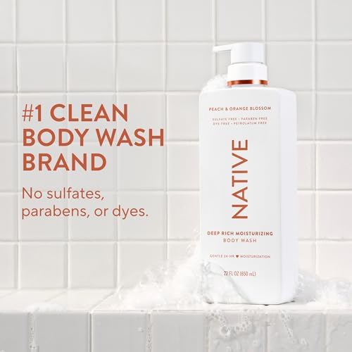 Native Moisturizing Body Wash, Clean & Gentle 24-Hour Hydration with Shea Butter, for Sensitive and Dry Skin, for Women&Men, Sulfate-free, Paraben-free, Peach & Orange Blossom, 22 Fl Oz (Pack of 6) - Image 2