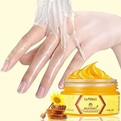 Hand Mask Milk Honey Peel Off Hand Wax Moisturizing Hydrating Nourishing Exfoliating Hand Film Hands Care paraffin110g by Lamilee