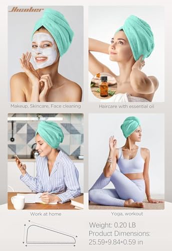 Hicober Microfiber Hair Towel Wrap for Women, Pink Purple Green, 3-Pack - Image 5