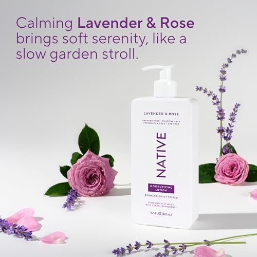 Native Body Lotion Contains Naturally Derived Plant-Based Moisturizers for Women and Men | Restores Dry Skin, Lavender & Rose, 16.5 fl oz - Image 4