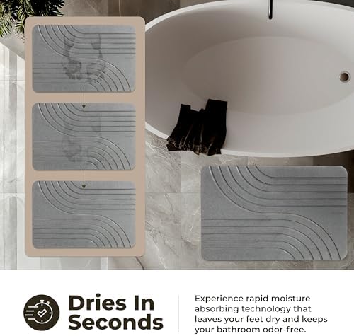 TOSORO - Stone Bath Mat Diatomaceous Earth Shower Mat Non-Slip Super Absorbent Diatomite Stone Bath Mats for Bathroom Floor Quick Drying Natural Easy to Clean (23.5 x 15) - Graphite - Image 3