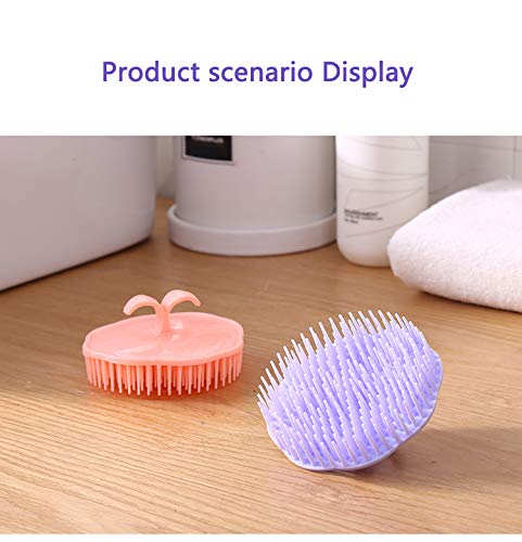 Aroveea Hair Scalp Brush Dandruff Cleaning Brush Shower Scalp Shampoo Brush Scalp Massager Pack of 4 (Orange and Violet)