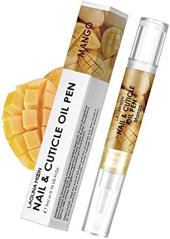 Lagunamoon Mango Cuticle Oil Pen for Nail Care, 5ml Nail Oil Pen with Natural Ingredients to Moisturize and Nourish Dry Nails and Cuticles, Cuticle Oil to Prevent Nail Cracking and Hangnails by LagunaMoon