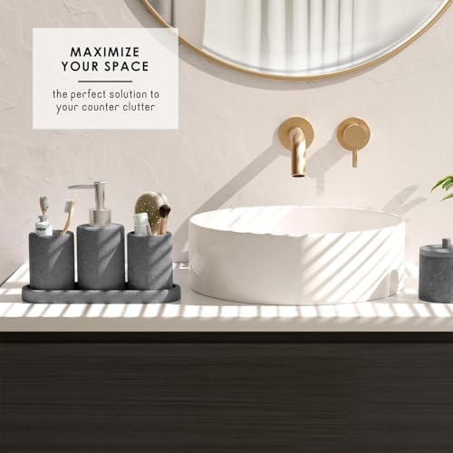 Clara Clark Bathroom Set - Grey Bathroom Accessories Set, 19PC Bathroom Accessory Set, Bathroom Sets with Shower Curtain Set, Soap Dispenser & Toothbrush Holder - Image 6