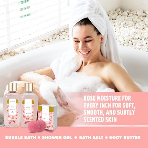 spa luxetique Spa Gift Baskets for Women - 10PCS Rose Bath Sets for Her Birthday, Christmas Gifts for Women, Mother, Wife, Girlfriend - Image 2