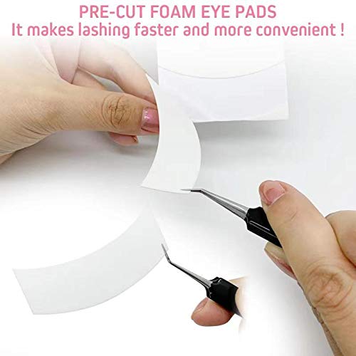 Foam Eye Pads for Eyelash Extensions - Akissos 125 PCS Pre Cut Medical Foam Tape Under Eye Pads Lash Extension Supplies Beauty Tools Lint Free Hypoallergenic No Latex Waterproof