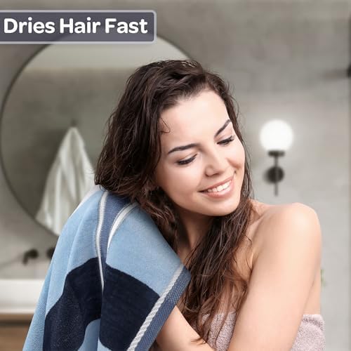 Lavish Home Bathroom Towels Set, Bathroom Accessories, Navy, Set of 6 - Image 3
