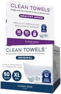 Clean Skin Club Clean Towels XL® Original 50 Ct + Healthy Aging 10ct Travel Pack Duo, 100% USDA Biobased Disposable Face Towels, Makeup Remover Dry Wipes, Ultra Soft, Smooths Fine Lines & Wrinkles by CLEANSKINCLUB