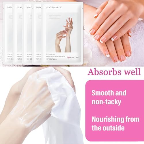 2 Sets Foot Mask & Hand Mask with Niacinamide, Deep Hydration Foot for Dry Cracked Skin, Nourishing Care with Shea Butter & Vitamin E, SPA at Home, 10 packs - Image 5