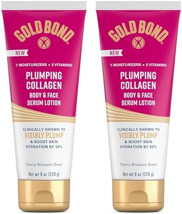 Gold Bond Plumping Collagen Body & Face Serum Lotion, Cherry Blossom Scent 8 Ounce (Pack of 24) by GoldBond