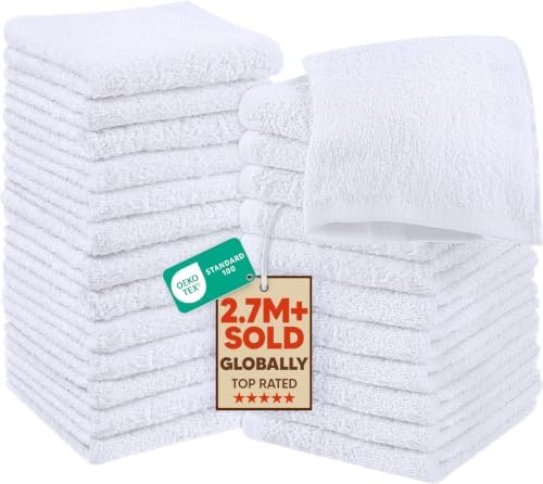 Utopia Towels 24 Pack Washcloths, 12x12 In, 100% Cotton, White by UTOPIATOWELS