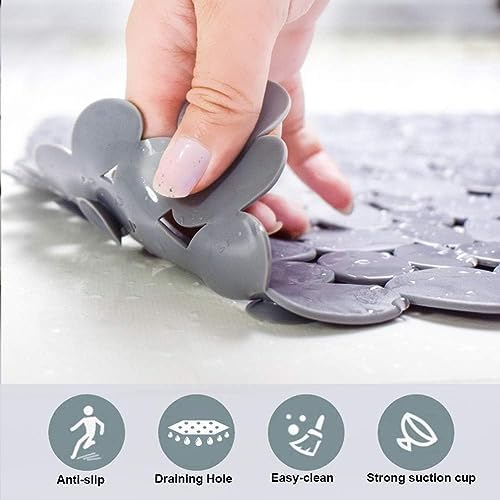 SONGZIMING Bathtub Mat Non Slip 2 Pack, 35 x 16 Inches Pebble Shower Mat with Suction Cups and Drain Holes, Bath Mat for Shower,Bathroom tub (Grey) - Image 4