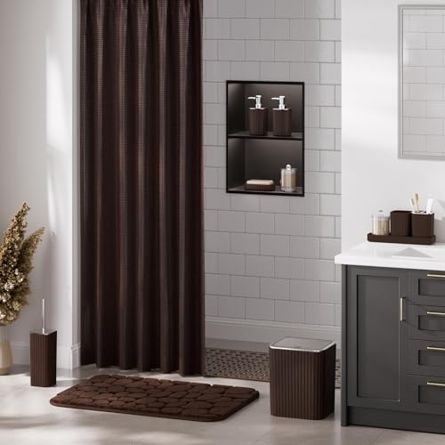 XLHOMO 26PC Bathroom Accessories Set - Gorgeous Brown Bathroom Set, Bathroom Accessory Set, Shower Curtain Set with Bathtub Mats for Shower Tub, Trash Can & Soap Dispenser - Image 4