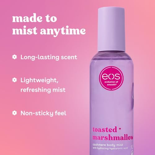 eos Cashmere Body Mist, Toasted Marshmallow, Toasted Vanilla, Sweet Marshmallow, Hair Mist, Body Spray for Women Moisturizing, Hyaluronic Acid, Vanilla Body Spray, Vegan, Cruelty-free, 6 fl oz - Image 5