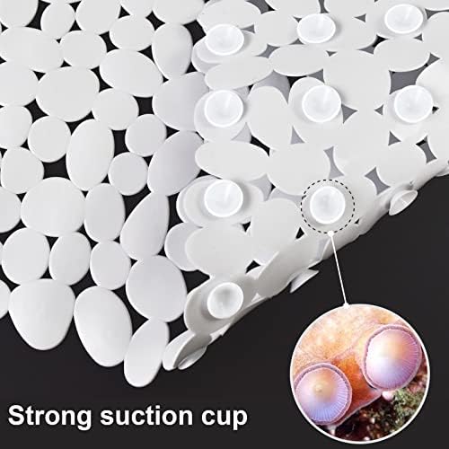 Pebble Shower Mat for Bathtub Non Slip Mat 35"X16" with Suction Cups,White - Image 4