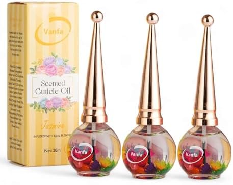 Vanfa Scented Cuticle Oil Infused With Real Flower 0.42 Fl oz (Scent: Jamine, Pack of 3) by VanfaBeauty