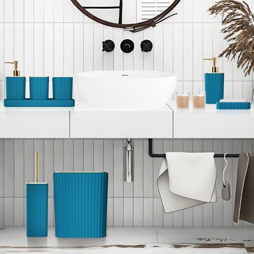 XLHOMO Bathroom Accessories Set - 10PC Gorgeous Teal Bathroom Set - Image 2