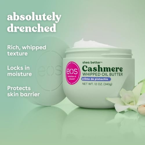 eos Cashmere Whipped Oil Body Butter, Crème de Pistachio, 72 Hour Weightless Moisture For Dry Skin, Rich Formula and Deep Hydration, Body Care, 12 oz - Image 3