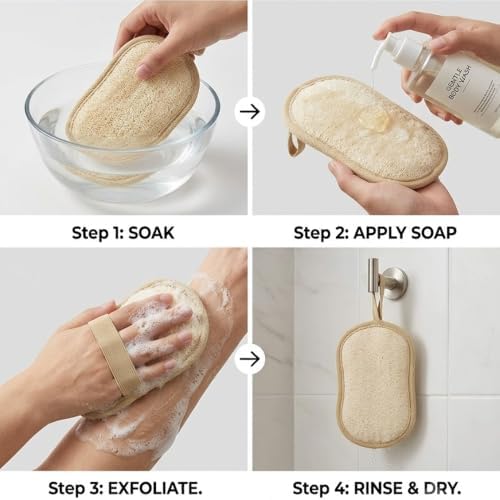 Exfoliating Body Scrubber (2 Pack), Body Scrubber Exfoliator, Exfoliating Sponge for Shower Bath, Shower Loofah Luffa Lufa with Handle for Men Women, Dead Skin Exfoliator for Body Scrub - Image 4